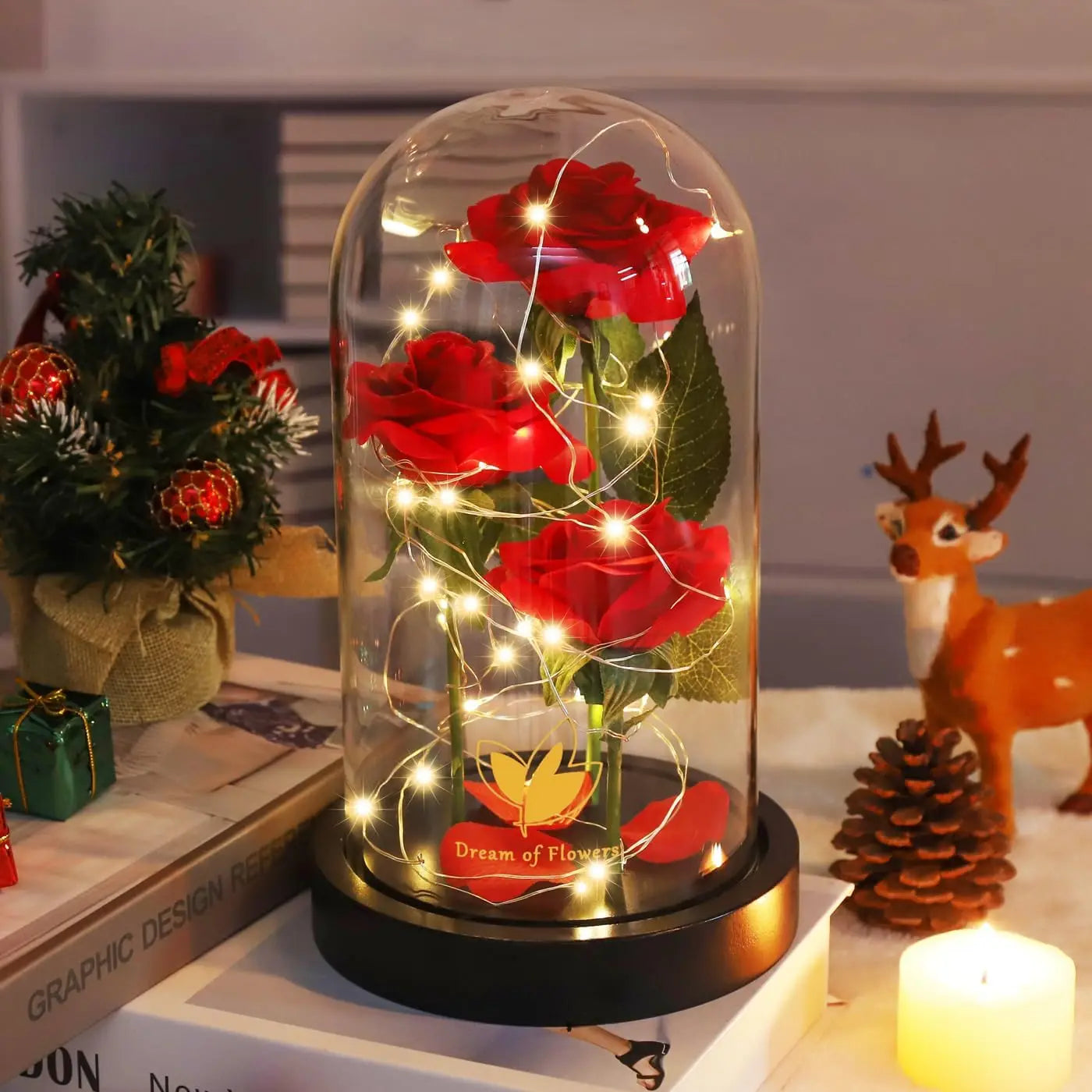 Eternal LED Rose in Glass Dome – Romantic Valentine’s Gift